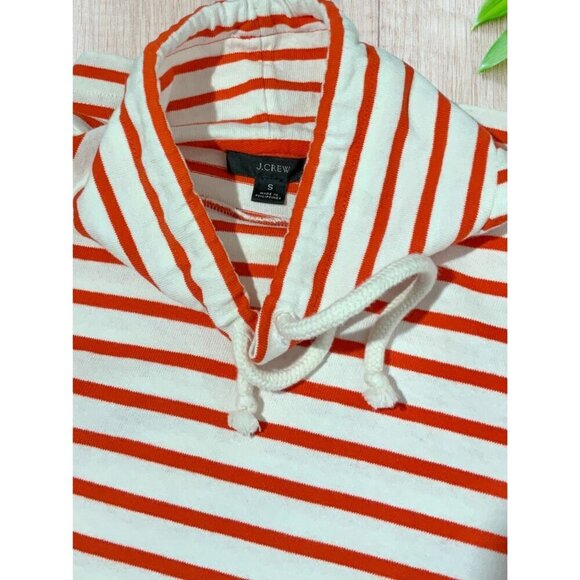 J Crew Womens Red White Striped Mock Neck Pullove Top Kangaroo Pocket Small - Picture 4 of 8